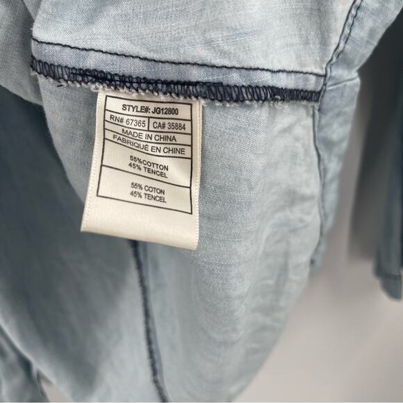 JACK BY BB DAKOTA Jacket Small Chambray Hi-Low Hooded Zip Up Lightweight Casual - Picture 14 of 16